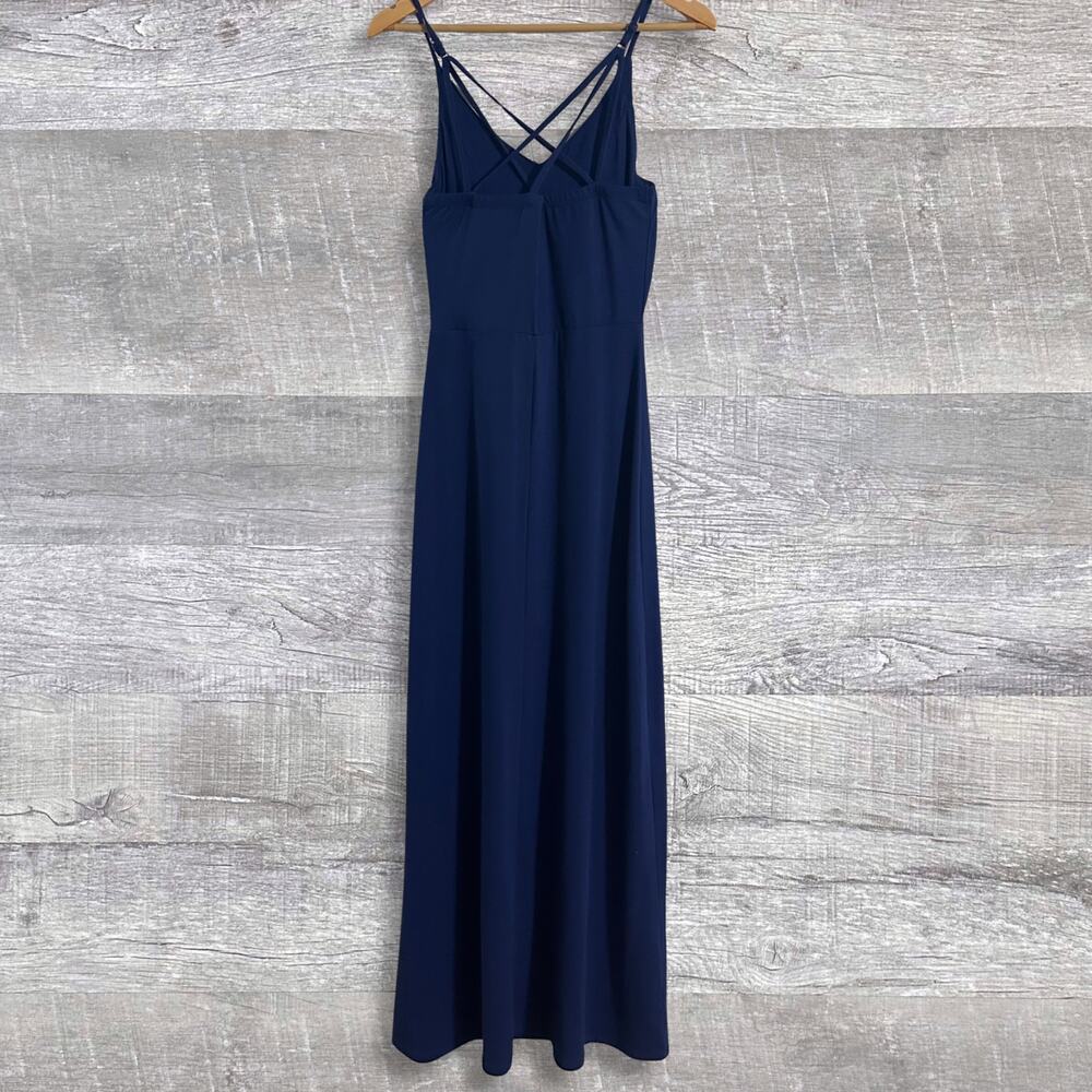 Market & Spruce Alisha Strappy Back V-Neck Jersey Knit Maxi Dress Womens S Navy - Picture 4 of 8